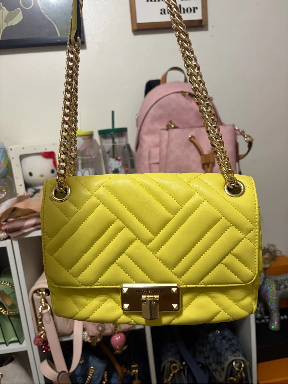 Michael Kors Bright Yellow Quilted Chain Shoulder Bag